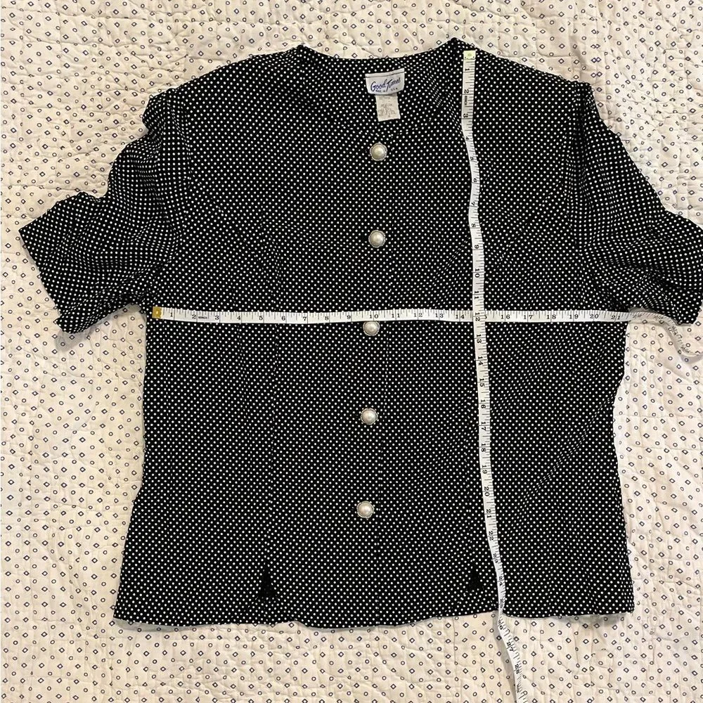 Vintage 80’s black and White Polka Dot 2 piece classic dress w/shoulder pads